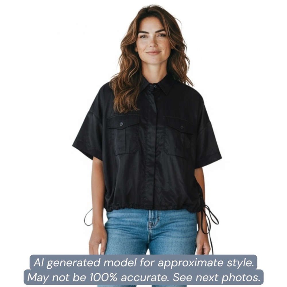 Rag & Bone Black  Lace Up Side Mason Shirt. Size S Retail $325